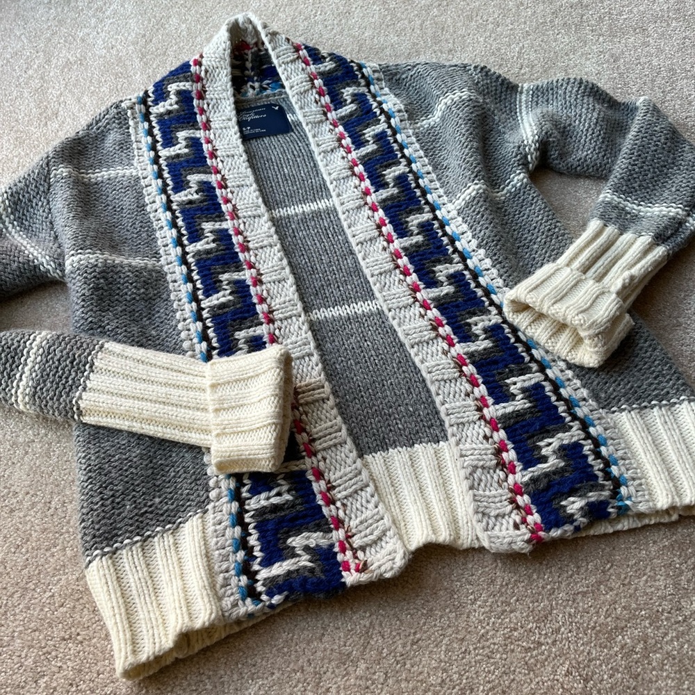 American Eagle Womens open front Nordic cardigan sweater size small - Picture 3 of 6